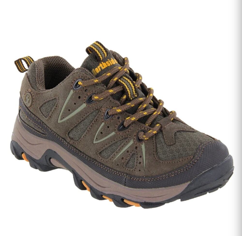 Northside Kids Cheyenne Jr. Low Hiking Shoe Taupe Brown Mango Green Size 2